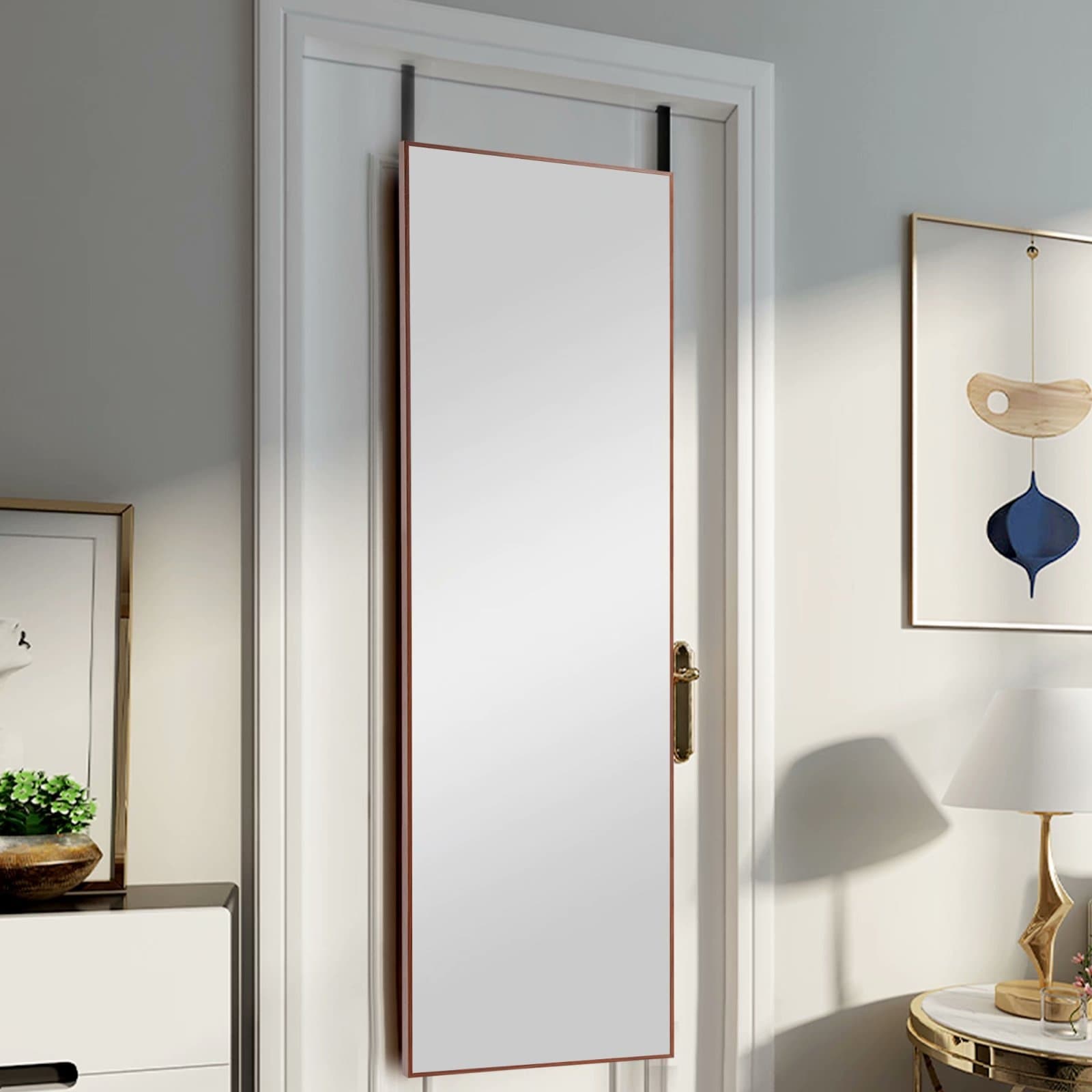 Shop Aluminum Alloy Right Angle Hanging Door Wall Hallway Accent Mirror On Sale Overstock 31784441