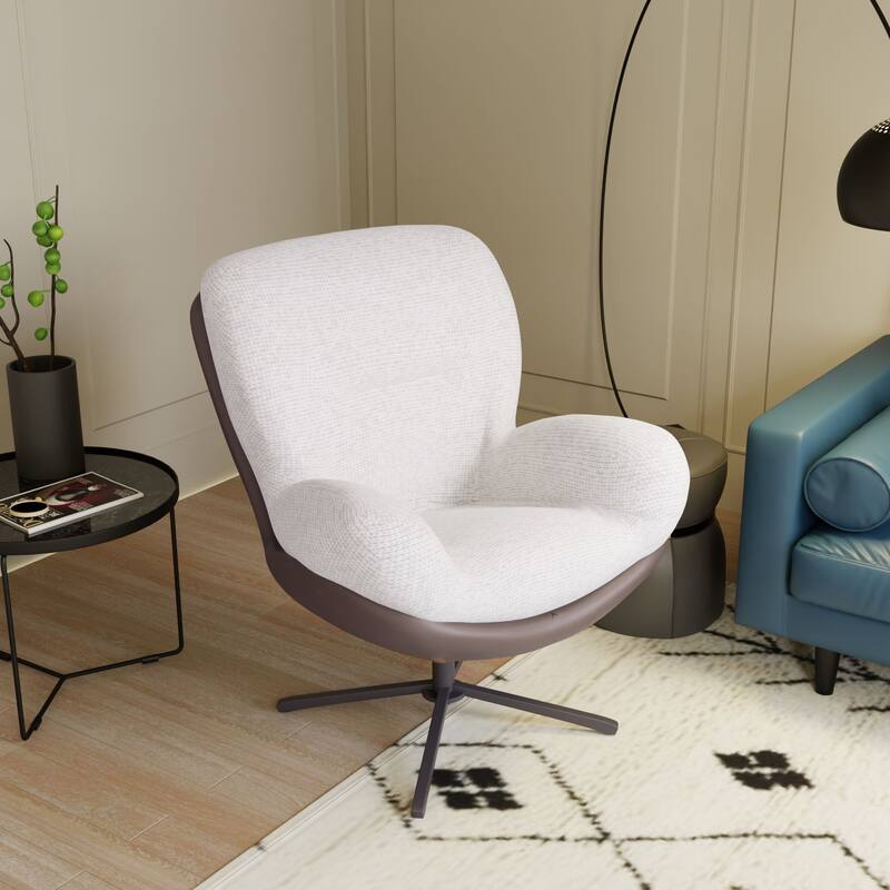 Modern Chenille 360° Swivel Office Chair with Metal Base Frame