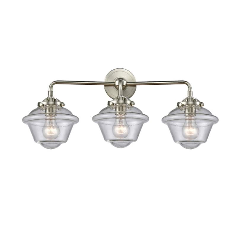 Innovations Lighting Small Oxford 3 Light 26" Wide Bathroom Vanity - Brushed Satin Nickel / Seedy