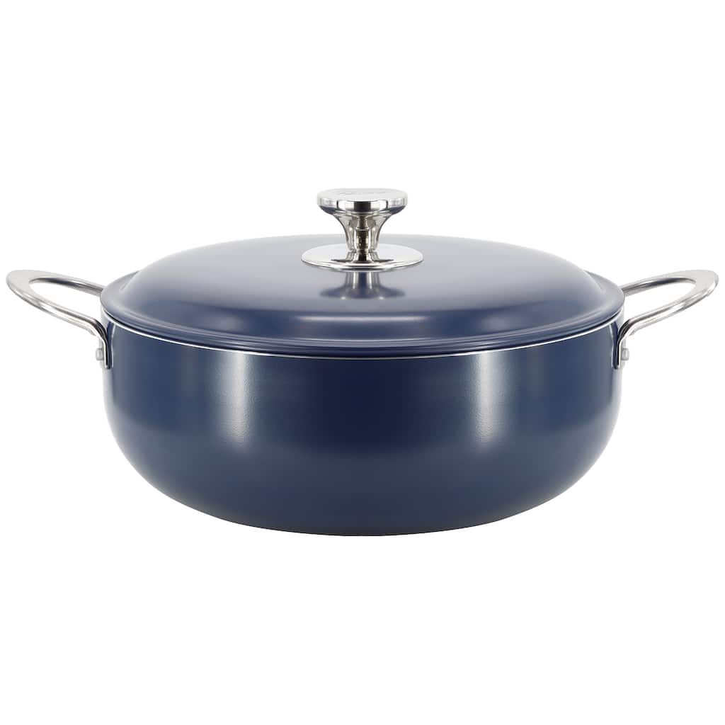 Oster Cartagena 7.4 Quart Nonstick Aluminum Caldero with Lid in Blue
