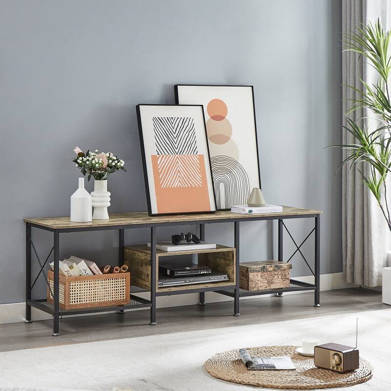 TV Stand for Living Room, Entertainment Center TV Console with Storage Shelves
