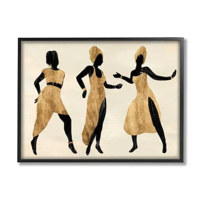 Stupell Powerful Women Dancing African Glam Fashion Black Beige Framed Wall Art