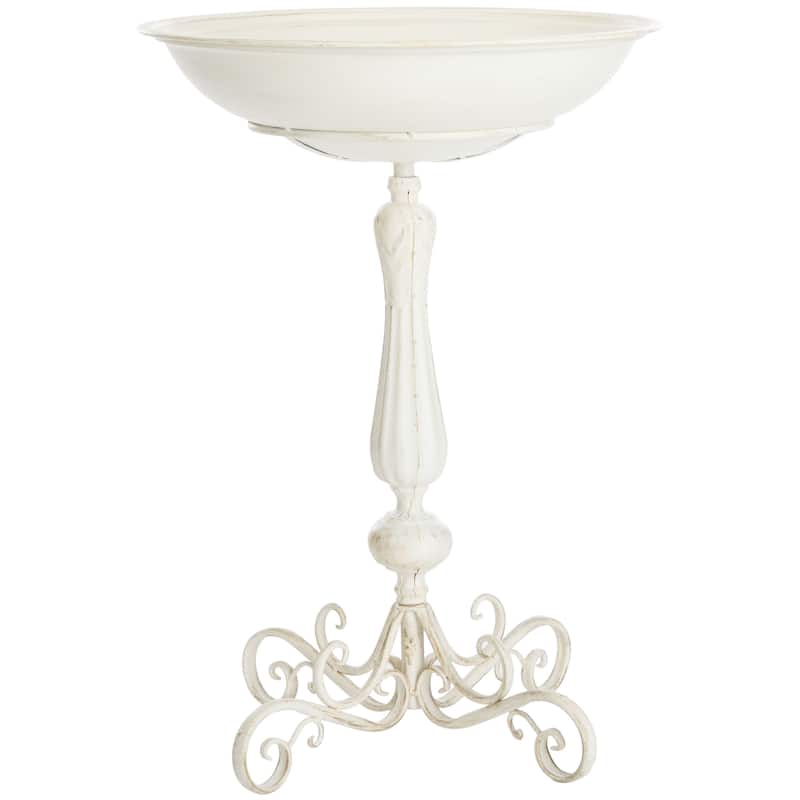 SAFAVIEH Outdoor Brisa Victorian Scroll Iron Bird Bath - 19" W x 19" D x 27" H - 19"W x 19"D x 27"H