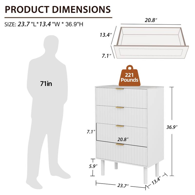 4 Drawers Chest Of Dresser Storage Imitation Marble Texture