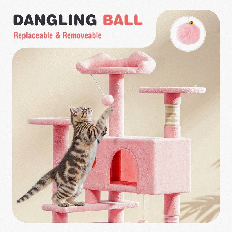 Cat Tree Tower with Scratching Posts and Cond,Multi-Level Kitty Climber for Indoor Cats
