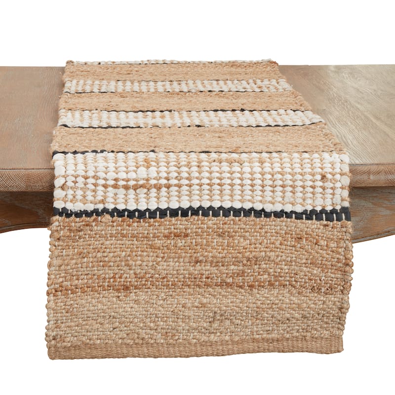 Earthy Jute Stripe Table Runner - 16"x72" - 16"x72" - Natural