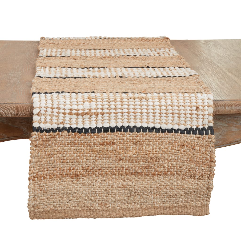 Earthy Jute Stripe Table Runner - 16"x72"