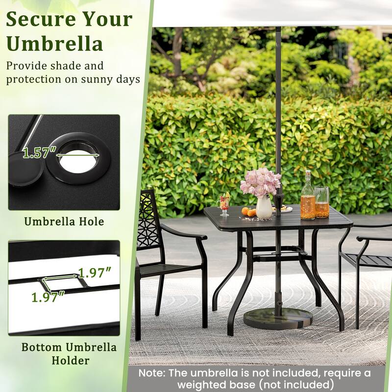 Gymax Outdoor Dining Table for 4 37 Inches Square Patio Bistro Dining