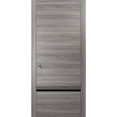 French Pocket Door 18x80 with Planum 0012 Grey Matte with Kit Trims Rail