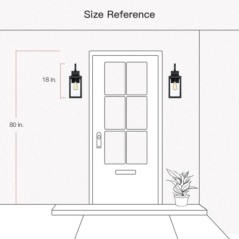 18"H 1-Light Black Outdoor Exterior Wall Lantern Sconce Light