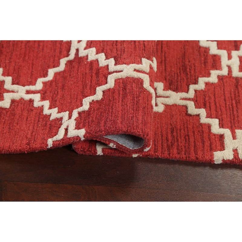 Red Trellis Contemporary Oriental Area Rug Hand-tufted Wool Carpet - 3'0" x 5'0"