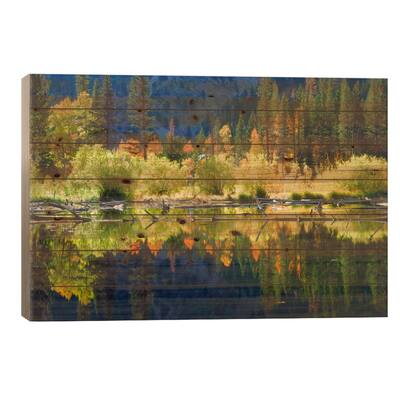 Vibrant Mountain Landscape And Its Reflection, Sierra Nevada, California, USA Print On Wood by Christopher Talbot Frank