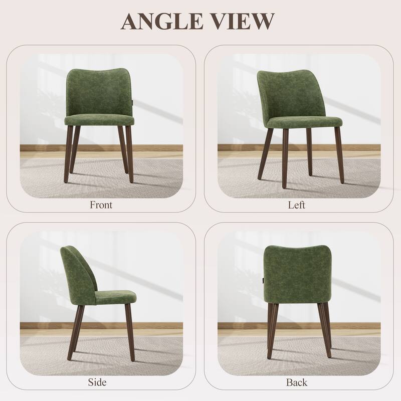 RENEWLINE Set of 2 Wooden Dining Chairs, Beige Upholstered Fabric for Kitchen & Dining Room