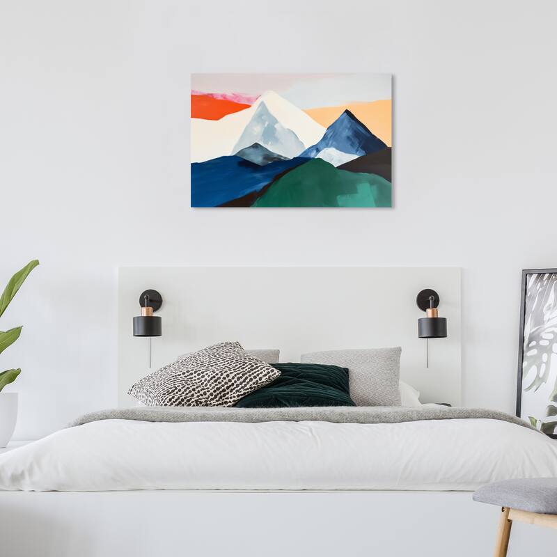 Wynwood Studio Abstract Main Colors Mountains Blue and Modern & Contemporary Wall Art Canvas Print - 24 x 36