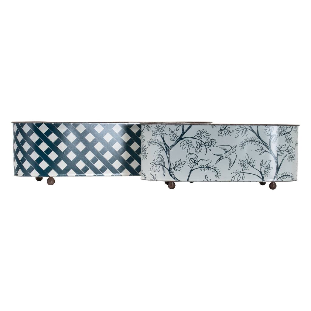 Foreside Home & Garden Set of 2 Multicolored Galvanized Metal Planters with Round Feet - 20.25 x 7 x 6.5