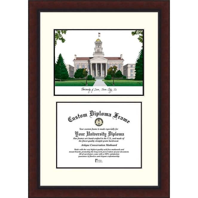 University of Iowa 11w x 8.5h Legacy Scholar Diploma Frame