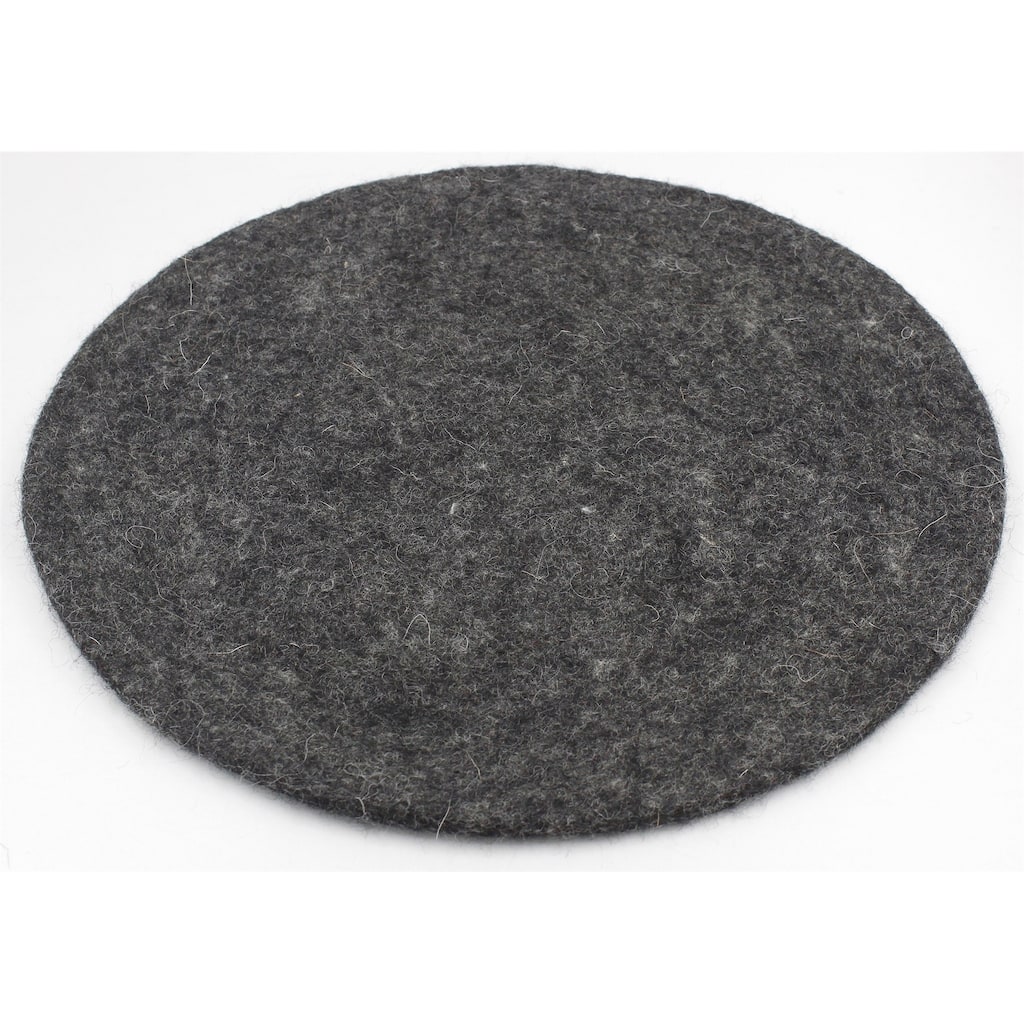 Round Solid Wool Placemat - 13.5" - Black