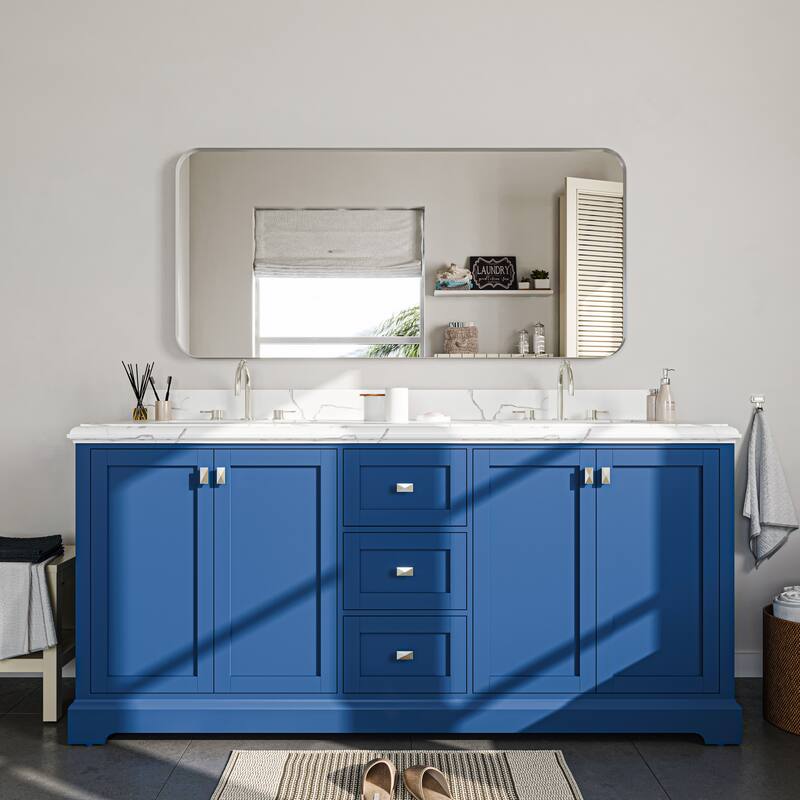 Stylish Rounded Aluminum Framed Bathroom Mirror – Full Length Wall Accent Mirror for Elegant Home Decor