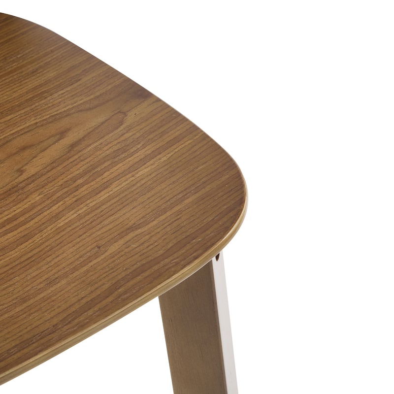 Set of 2 Solid Wood Bar Stools with Ergonomic Curved Backrest and Seat