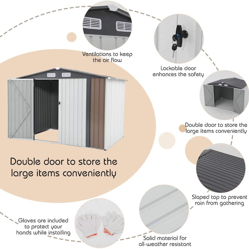 6' x 8' Outdoor Metal Storage Shed
