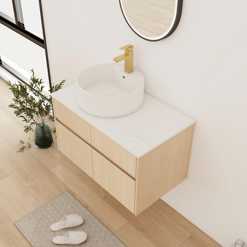 Bathroom Vanity With Sink In 32 Inch, Floating Bathroom Vanity With 2 Soft Close Doors And Drawer