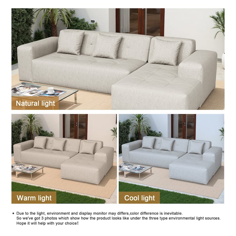 Outdoor No Assembly Patio Sofa with Chaise