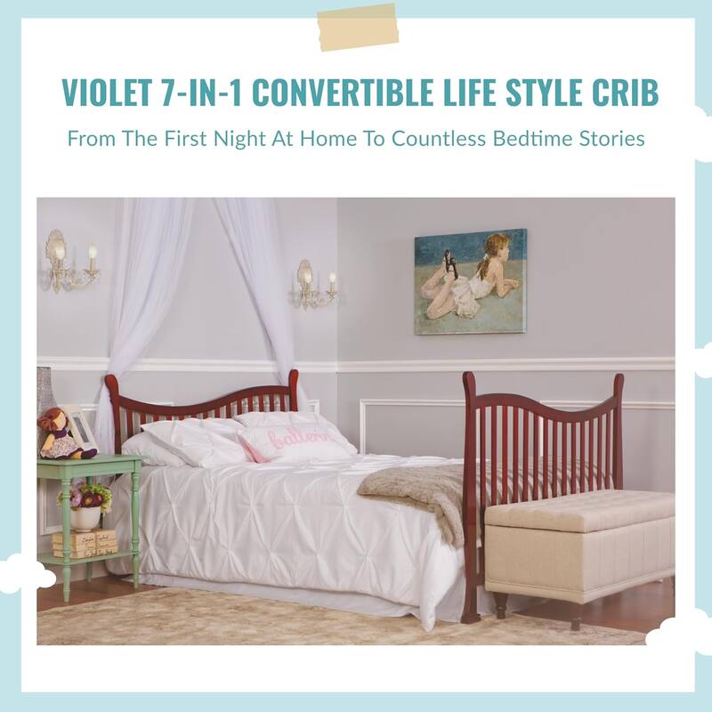 Dream on Me Violet 7-in-1 Convertible Life Style Crib - Cherry