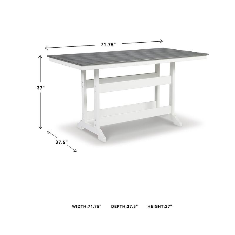 Signature Design by Ashley Transville Rectangular Outdoor Poly All Weather Counter Table with Umbrella Option