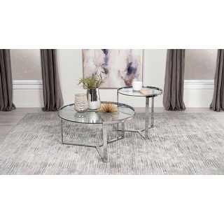 Delia 2-Piece Round Glass Top Nesting Coffee Table