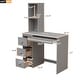 preview thumbnail 6 of 7, Gray Twin Pine Loft Bunk Bed with Storage Staircase, Desk, Shelves, Drawers