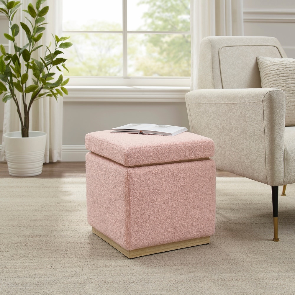 Linon Rue Sherpa Square Storage Ottoman