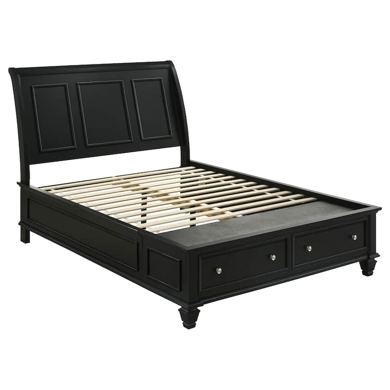 Sandy Beach 5-piece Storage Bedroom Set with Sleigh Headboard
