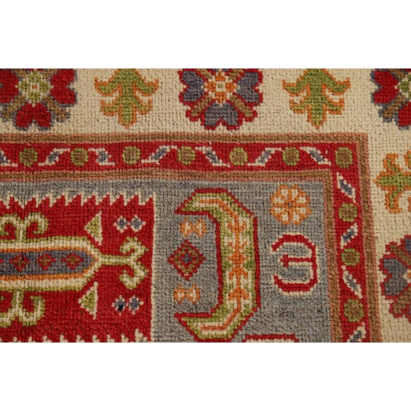 Geometric Kazak Accent Rug Handmade Wool Carpet - 3'4" x 5'0"