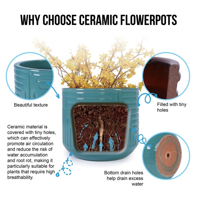 Anmytek Handmade Ceramic Planter Indoor Outdoor Doorway Use