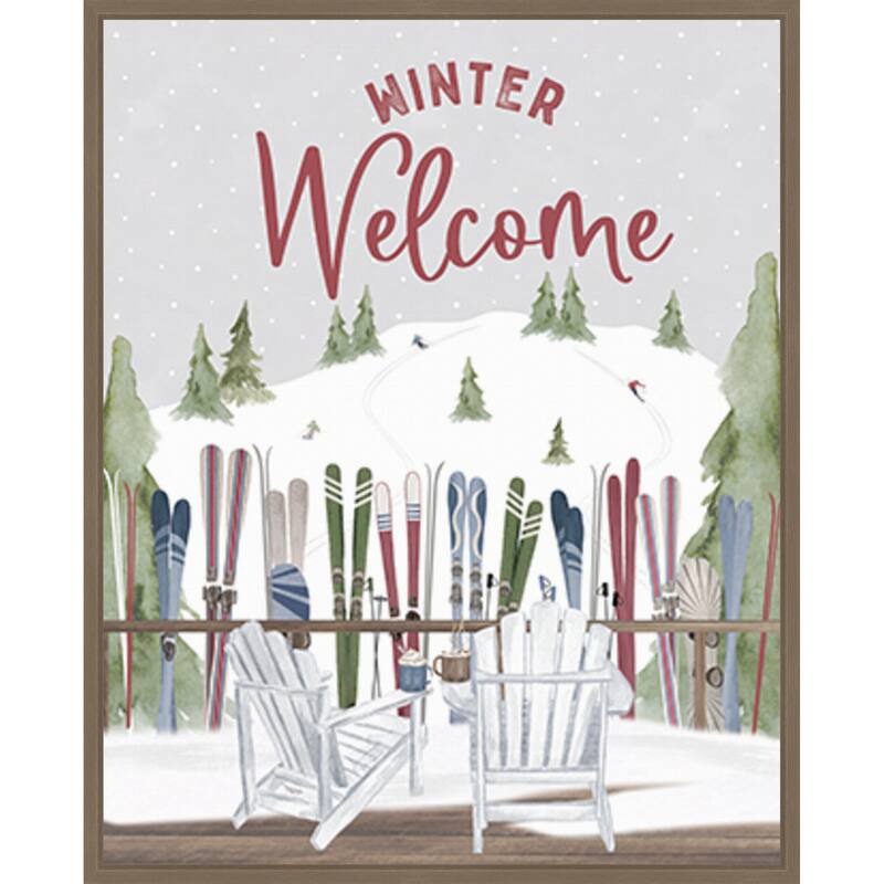 Winter Mountain Getaway portrait VII-Winter Welcome by Tara Reed (23 x 28 in.), Framed Canvas Wall Art Print - Sylvie Dark Gold