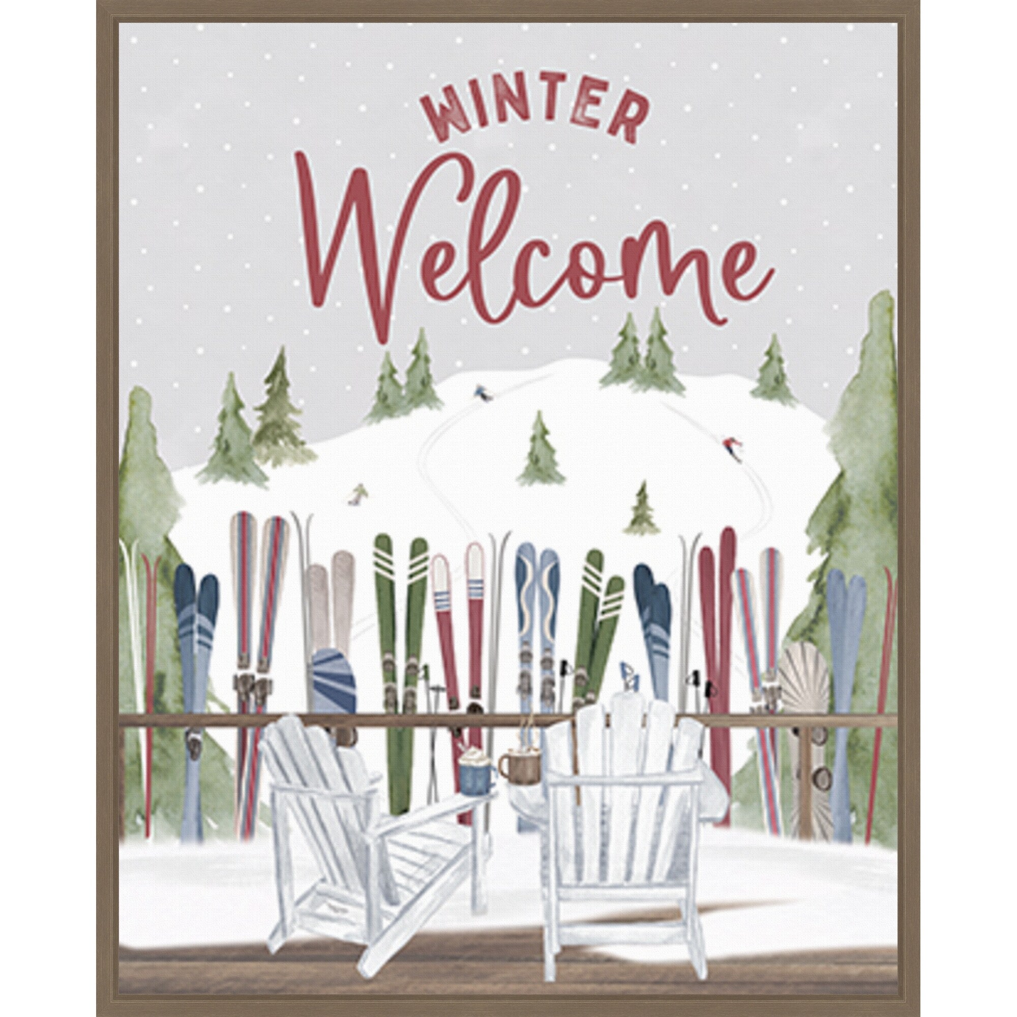 Winter Mountain Getaway portrait VII-Winter Welcome by Tara Reed (23 x 28 in.), Framed Canvas Wall Art Print - Sylvie Dark Gold