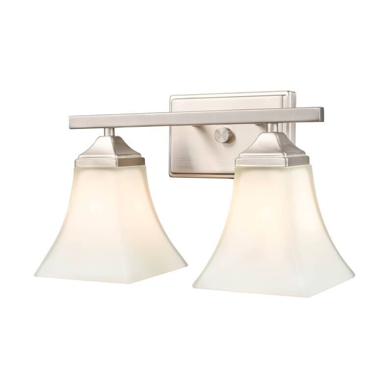 Millennium Lighting Metal 2 Light Vanity Fixture with Etched White Glass Shades