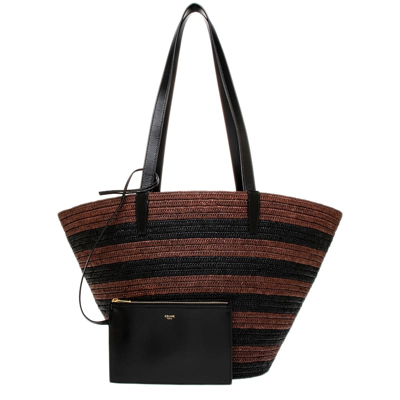 Celine Couffin Classic Panier in Raffia and Leather