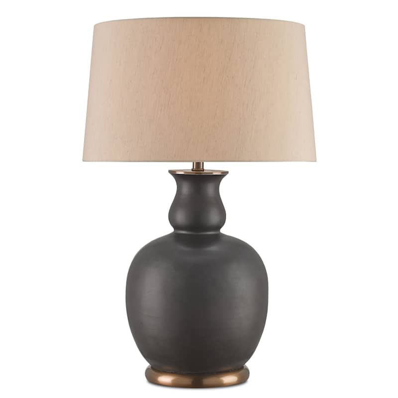 Currey & Company Ultimo Black Table Lamp - 31"h x 20"dia - 31"h x 20"dia - Matte Black/Antique Brass