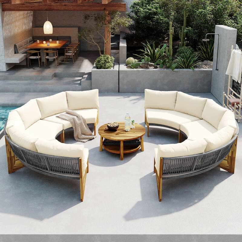 Curved Shape Sofa Set PE Wicker Furniture Conversation Sets