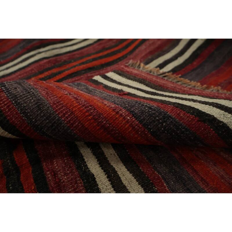 Hand Woven Oriental 100% Wool Carpet Southwestern Geometric Red Kilim Area Rug - 10' 2'' X 5' 0''