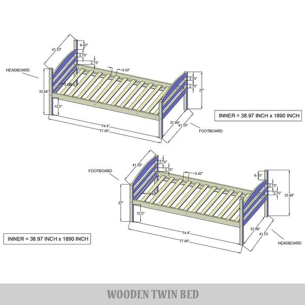 dimension image slide 0 of 2, CraftPorch Contemporary Twin Over Twin Bunk Bed