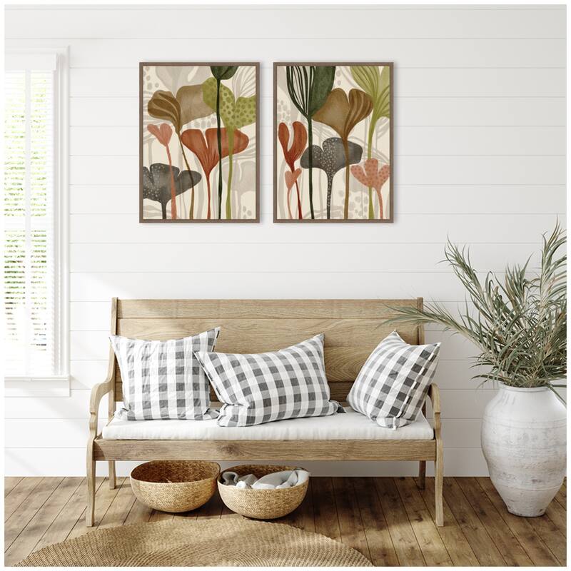 Kate and Laurel Earthen Botanicals 2 Piece Framed Canvas Wall Art Set by Nikita Jariwala