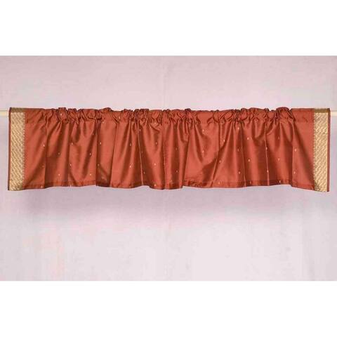 Rust - Rod Pocket Top It Off handmade Sari Valance - Pair