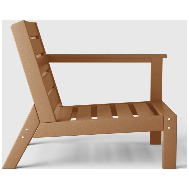 Birchwood All Weather HDPE Outdoor Patio Deep Seating Teak Right Arm Facing Chair With Cushions (1-Piece)