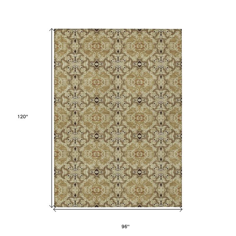 HomeRoots Medallion Transitional Rectangle Outdoor Rug