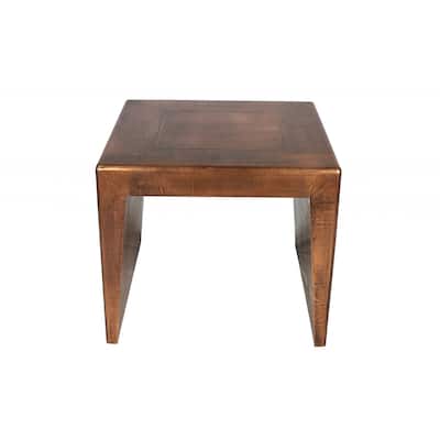 HomeRoots 24" Copper Rustic Solid Wood Square End Table - 24