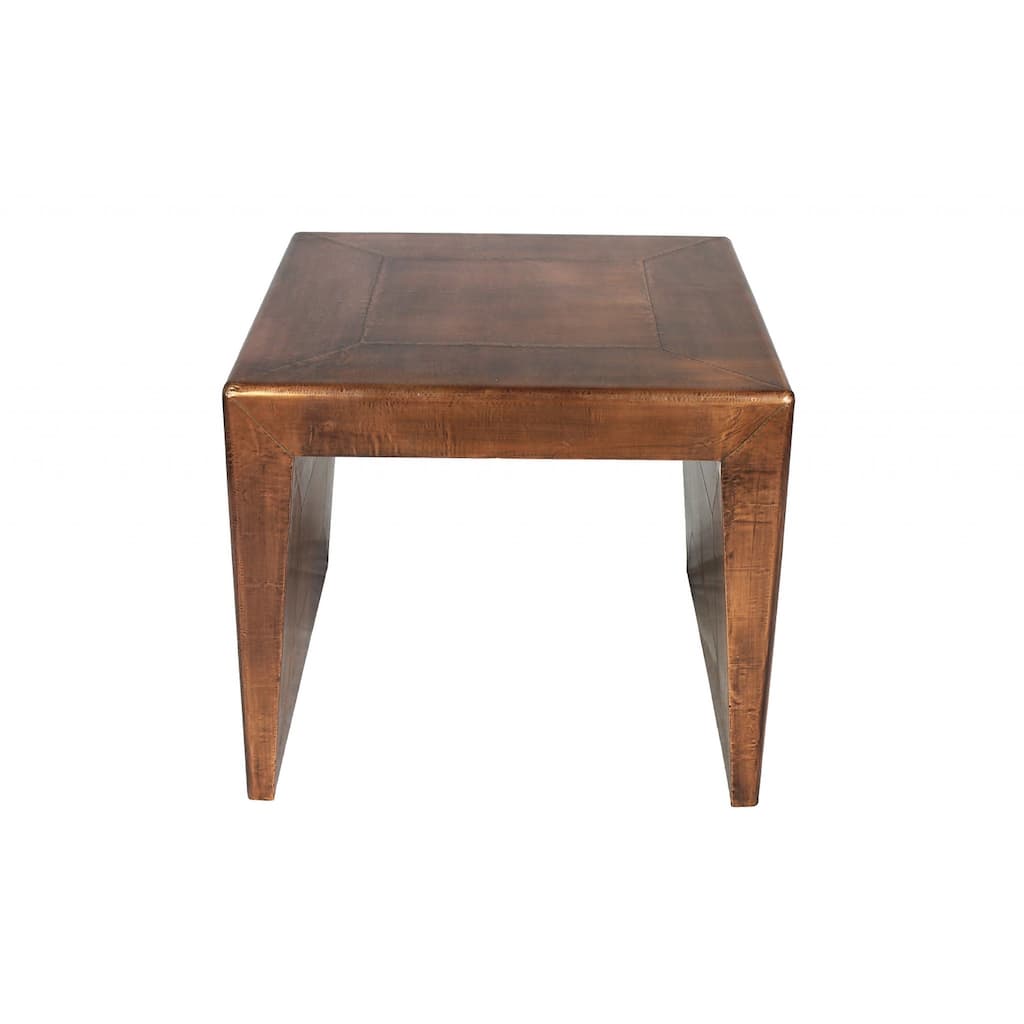 HomeRoots 24" Copper Rustic Solid Wood Square End Table - 24