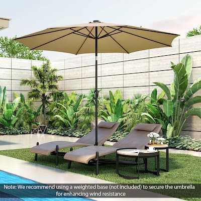 10 FT 112 LED Solar-Lighted Patio Table Market Umbrella Crank Tilt