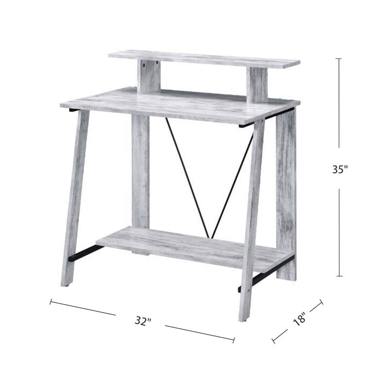 Wooden Writing Desk with with Top and Bottom Shelves